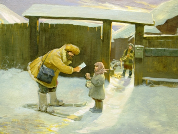 Д.Никонов. Письмо зимой. Репродукция